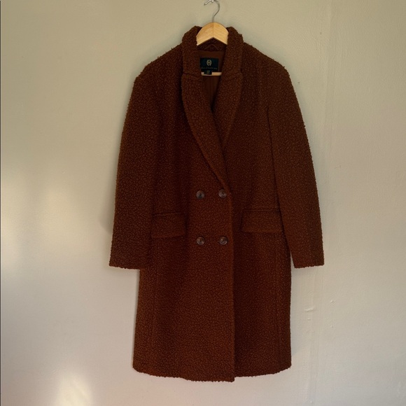 House of Harlow 1960 Rich Brown Rouland Boucle Teddy trench medium